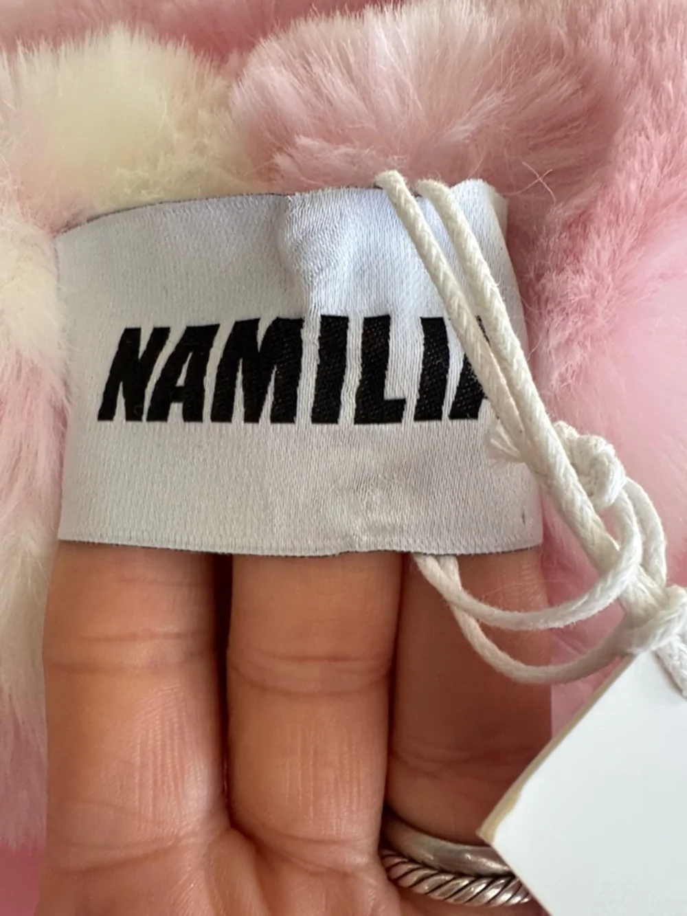 NWT Namilia PINK DICK DOLLAR FAUX FUR COAT Size S